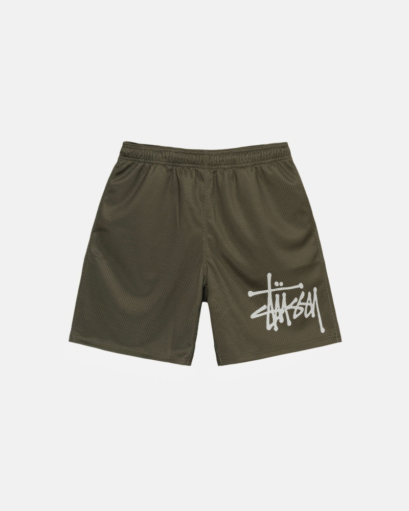 Stussy Mesh Big Basic Shorts Olive | 62541DFXP