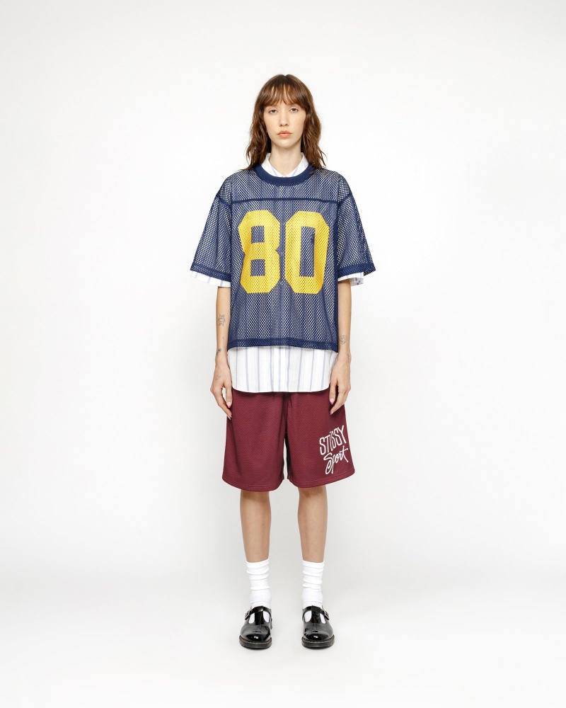 Stussy Mesh Sport Shorts Burgundy | 57643ZFWE