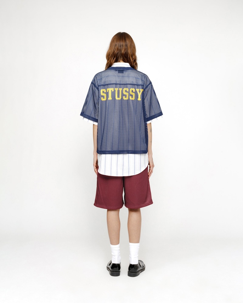 Stussy Mesh Sport Shorts Burgundy | 57643ZFWE