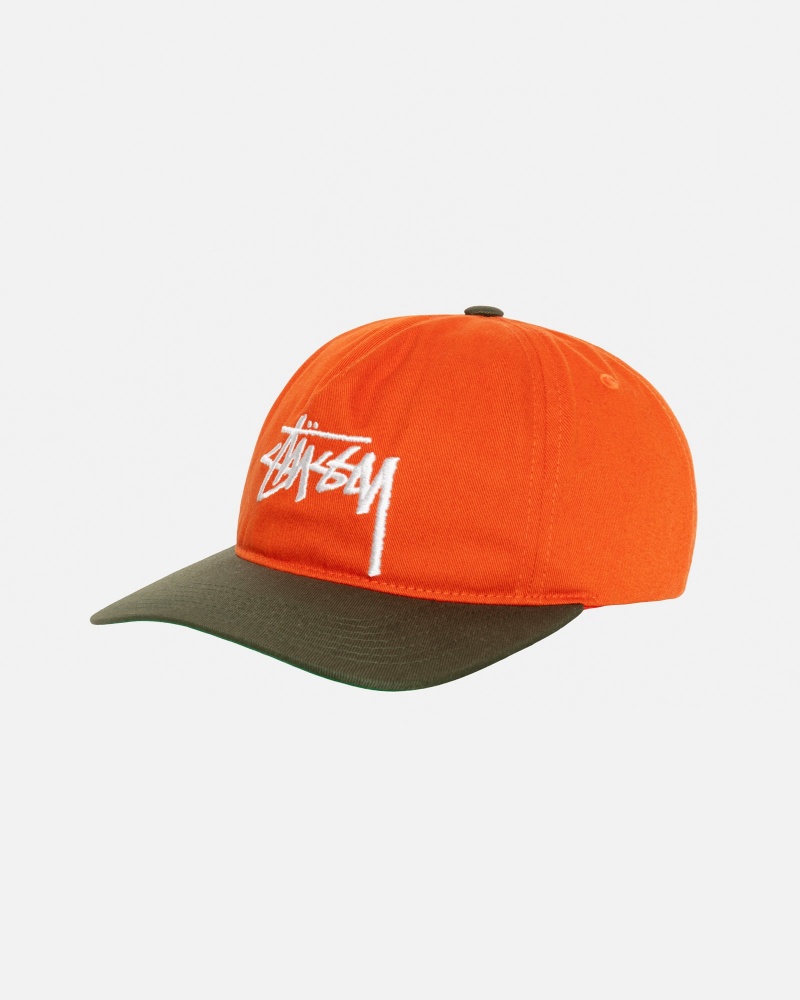 Stussy Mid-depth Big Stock Snapback Caps Orange | 65340CIJF