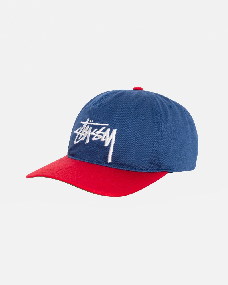 Stussy Mid-depth Big Stock Snapback Caps Navy | 87126MEHB