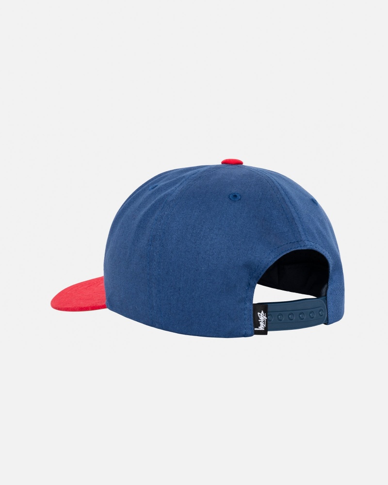 Stussy Mid-depth Big Stock Snapback Caps Navy | 87126MEHB