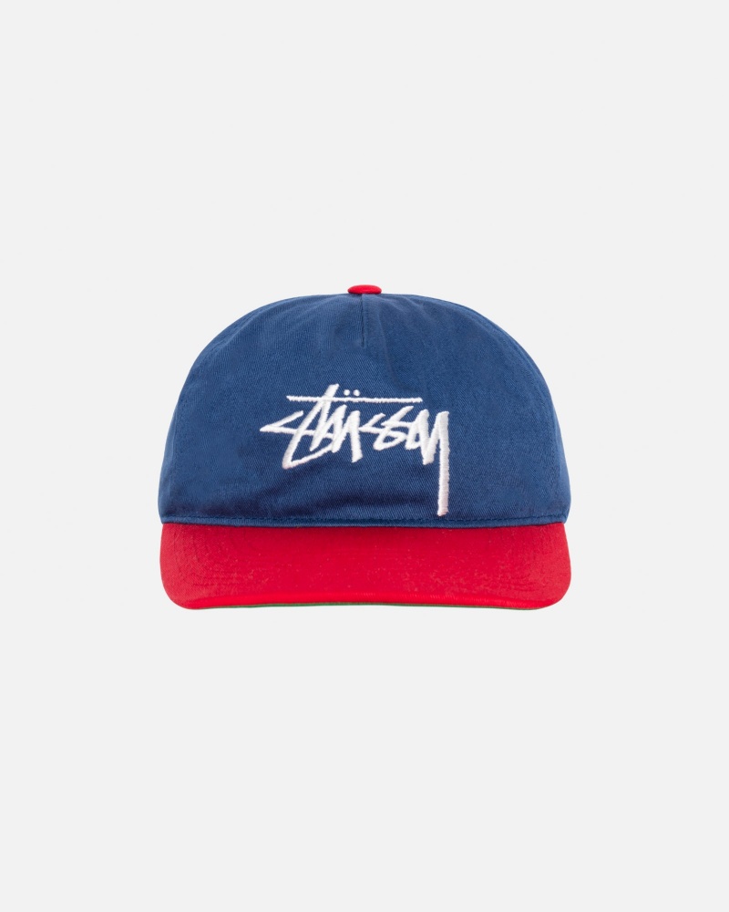 Stussy Mid-depth Big Stock Snapback Caps Navy | 87126MEHB