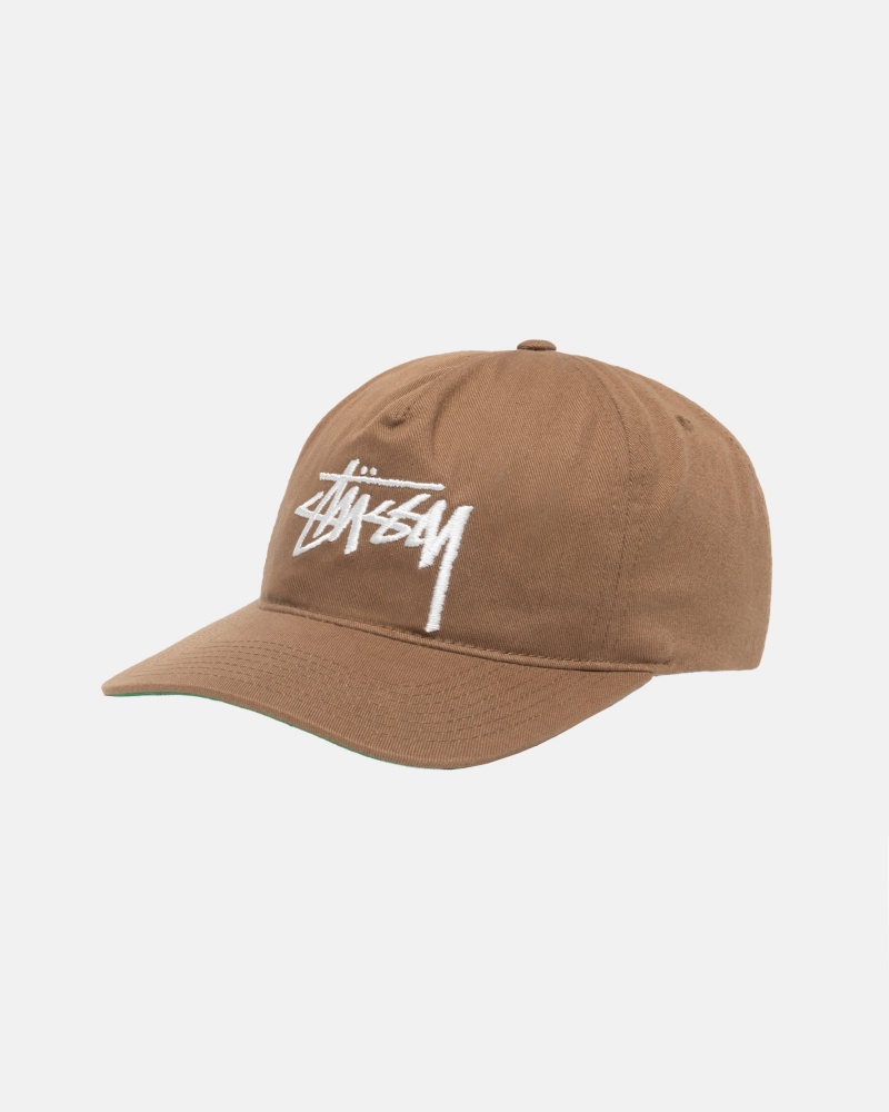 Stussy Mid-depth Big Stock Snapback Caps Brown | 39127VMUS