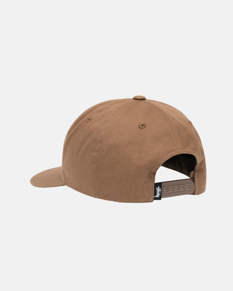 Stussy Mid-depth Big Stock Snapback Caps Brown | 39127VMUS