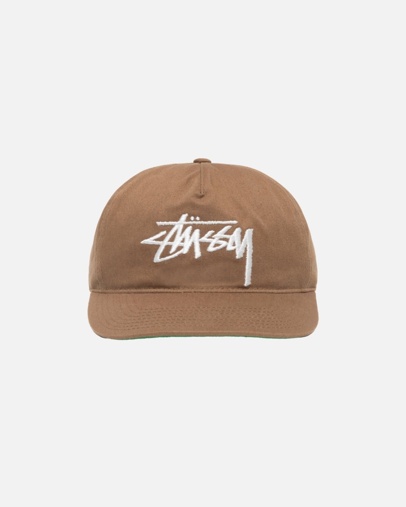 Stussy Mid-depth Big Stock Snapback Caps Brown | 39127VMUS