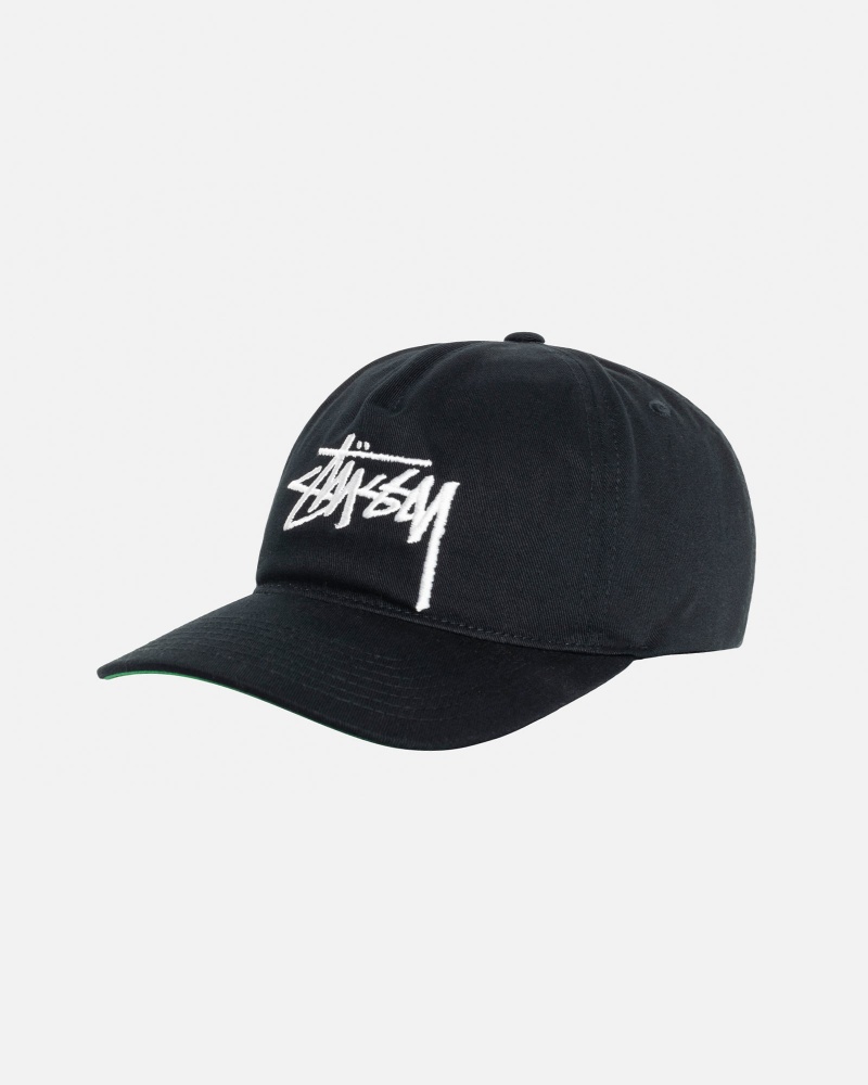 Stussy Mid-depth Big Stock Snapback Caps Black | 14728UWJL