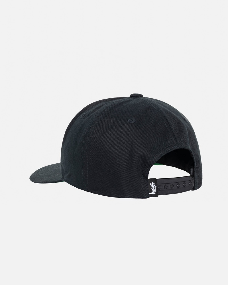 Stussy Mid-depth Big Stock Snapback Caps Black | 14728UWJL