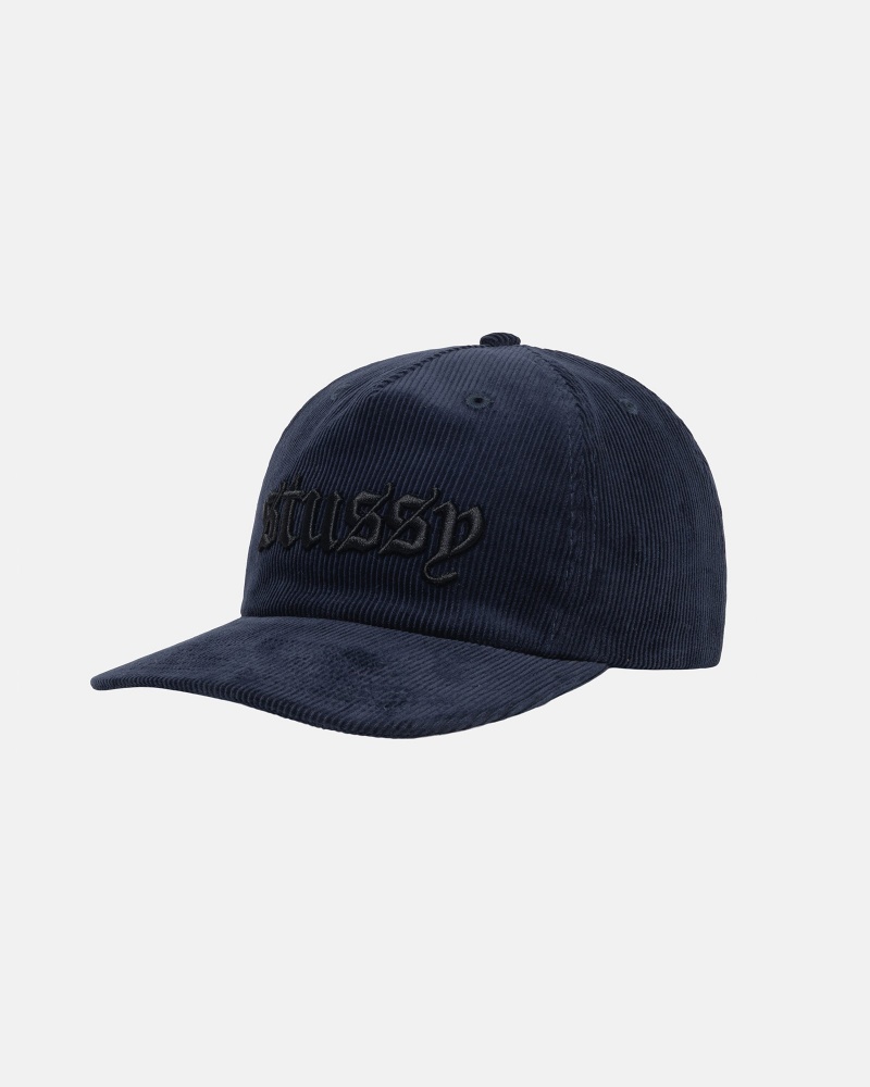 Stussy Mid-depth Old English Snapback Caps Navy | 84629VEZQ