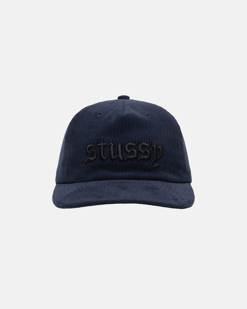 Stussy Mid-depth Old English Snapback Caps Navy | 84629VEZQ