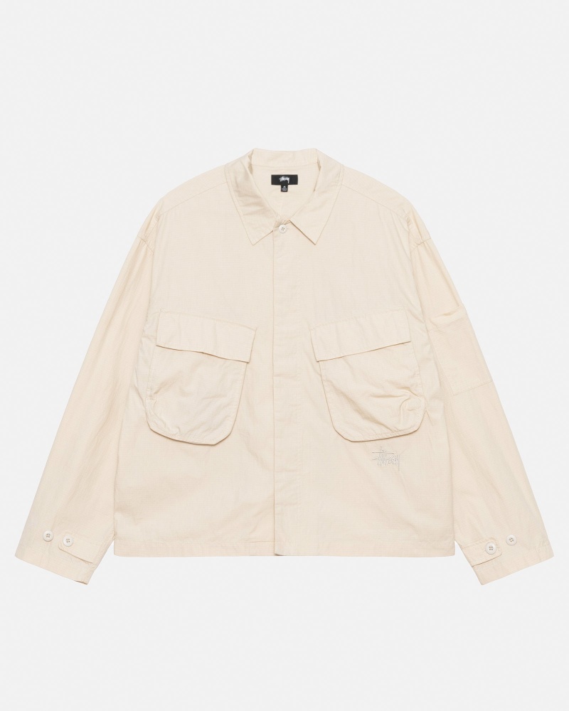 Stussy Military Overshirt Beige | 08953NIBM