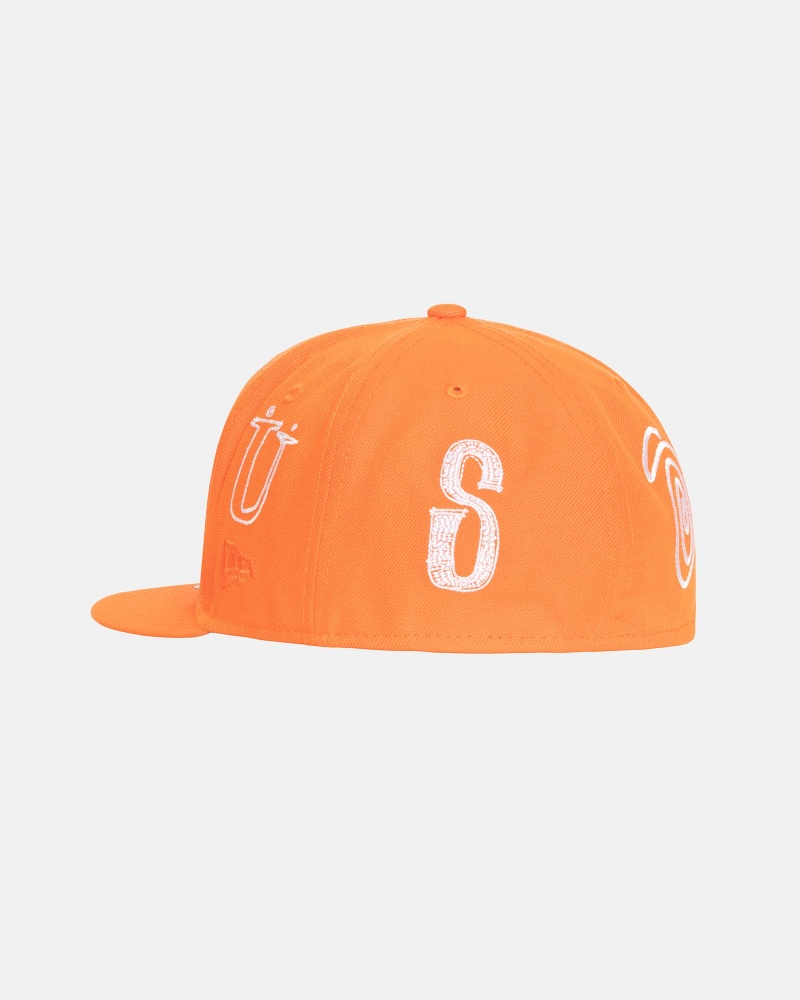 Stussy New Era 59fifty Ransom Embroidered Caps Orange | 31758OYHR