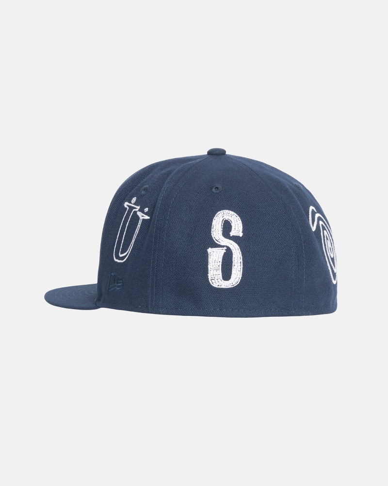 Stussy New Era 59fifty Ransom Embroidered Caps Navy | 01932HMWL