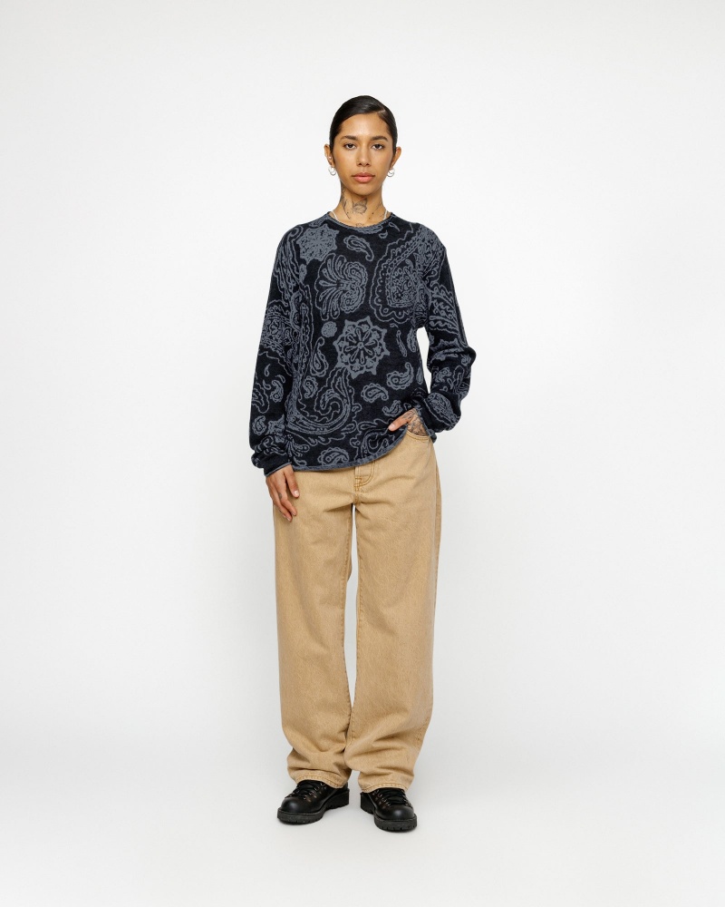 Stussy Paisley Sweaters Black | 49517WKQH