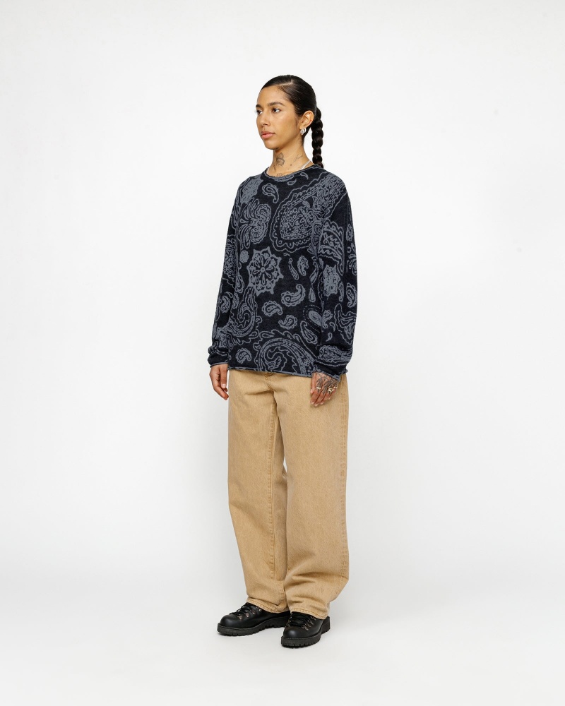 Stussy Paisley Sweaters Black | 49517WKQH