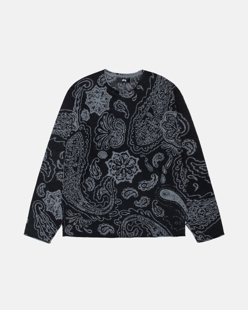 Stussy Paisley Sweaters Black | 49517WKQH