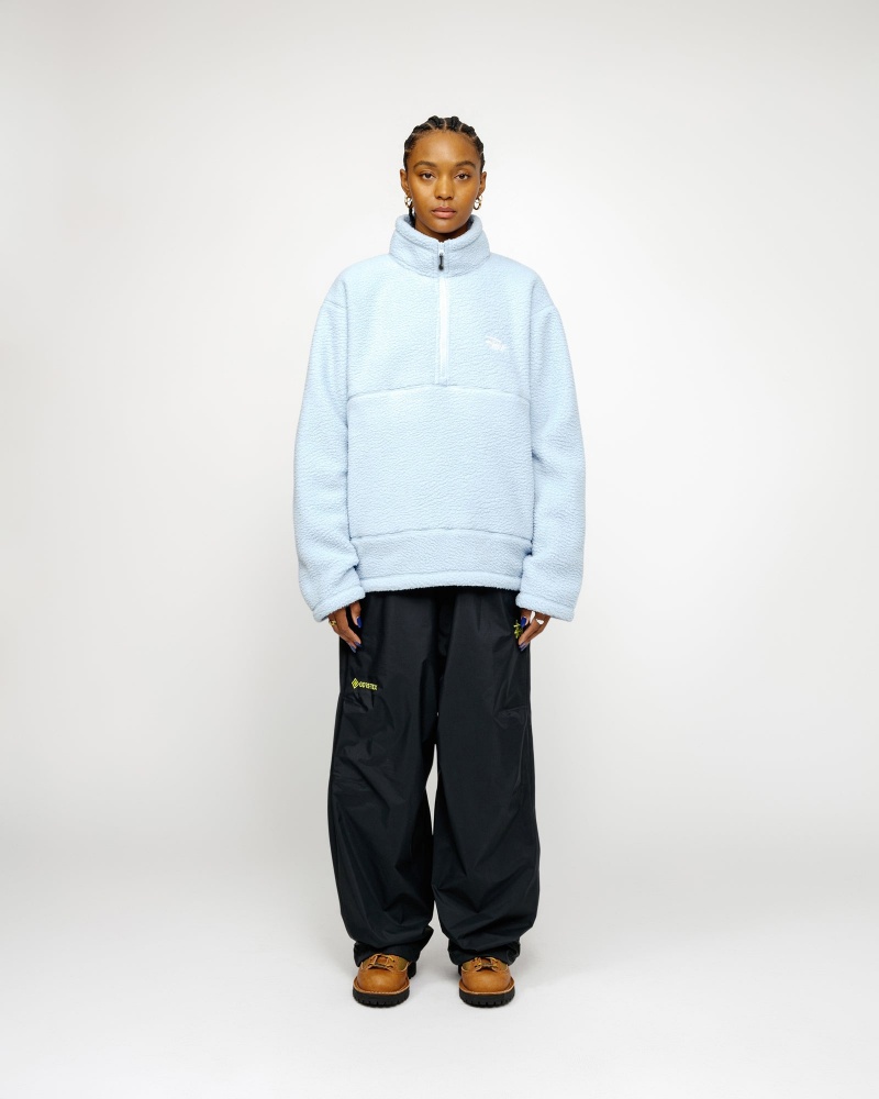 Stussy Polar Fleece Half Zip Mock Neck Coats Blue | 47813UCOM