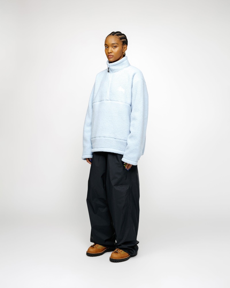 Stussy Polar Fleece Half Zip Mock Neck Coats Blue | 47813UCOM