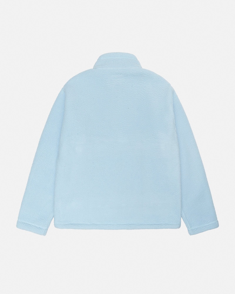 Stussy Polar Fleece Half Zip Mock Neck Coats Blue | 47813UCOM