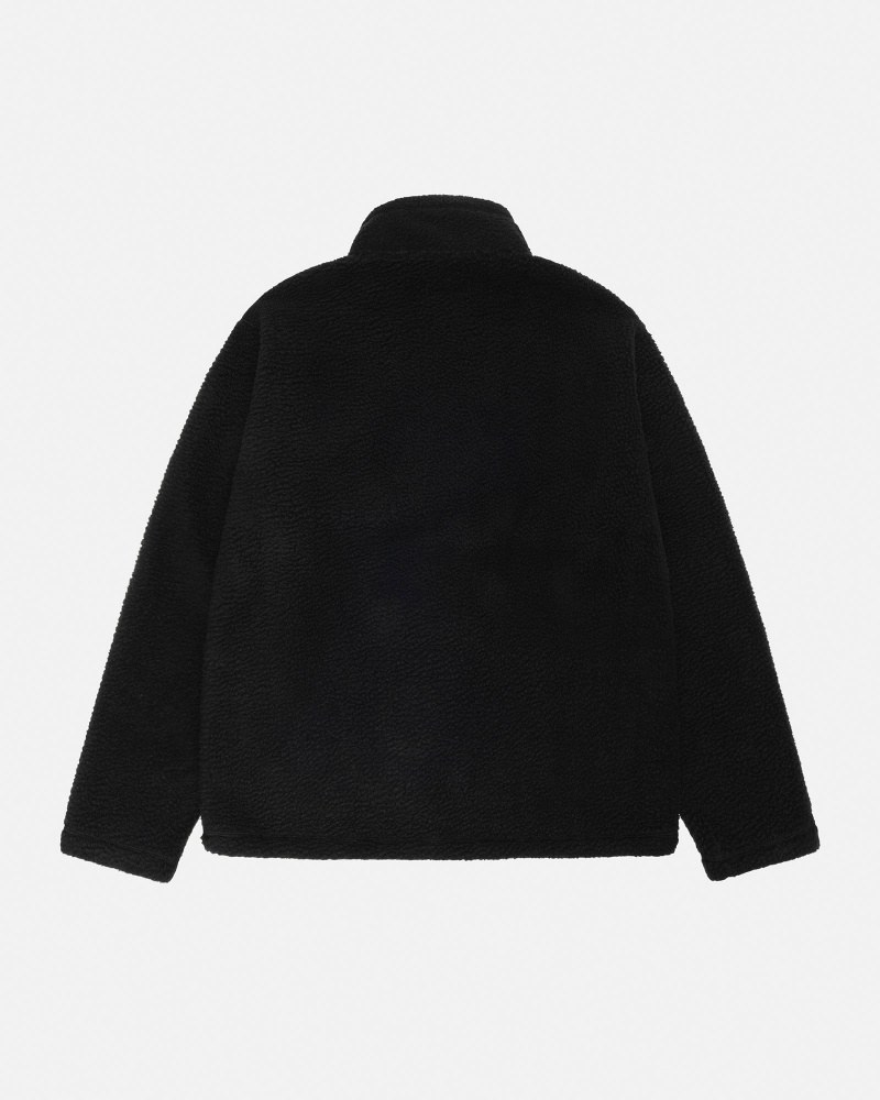 Stussy Polar Fleece Half Zip Mock Neck Coats Black | 40897PSID