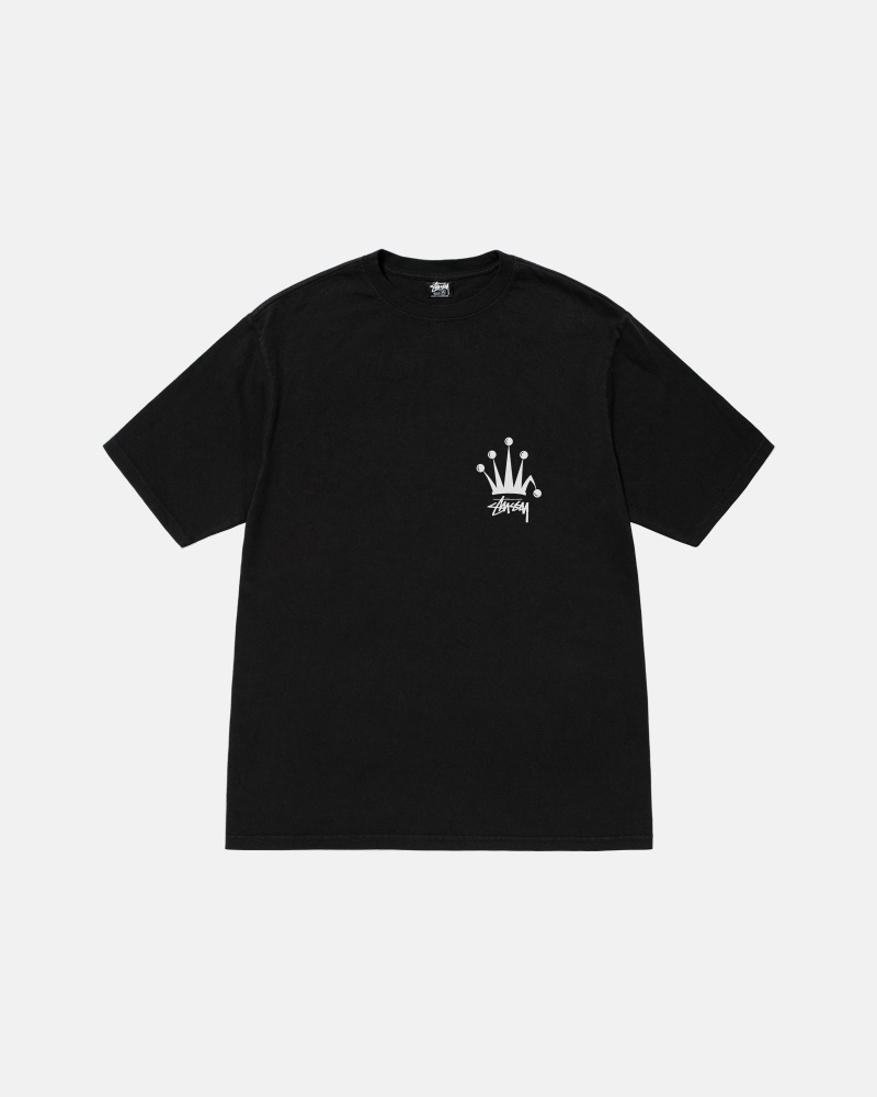 Stussy Regal Crown Pigment Dyed T Shirts Black | 62435GMEI