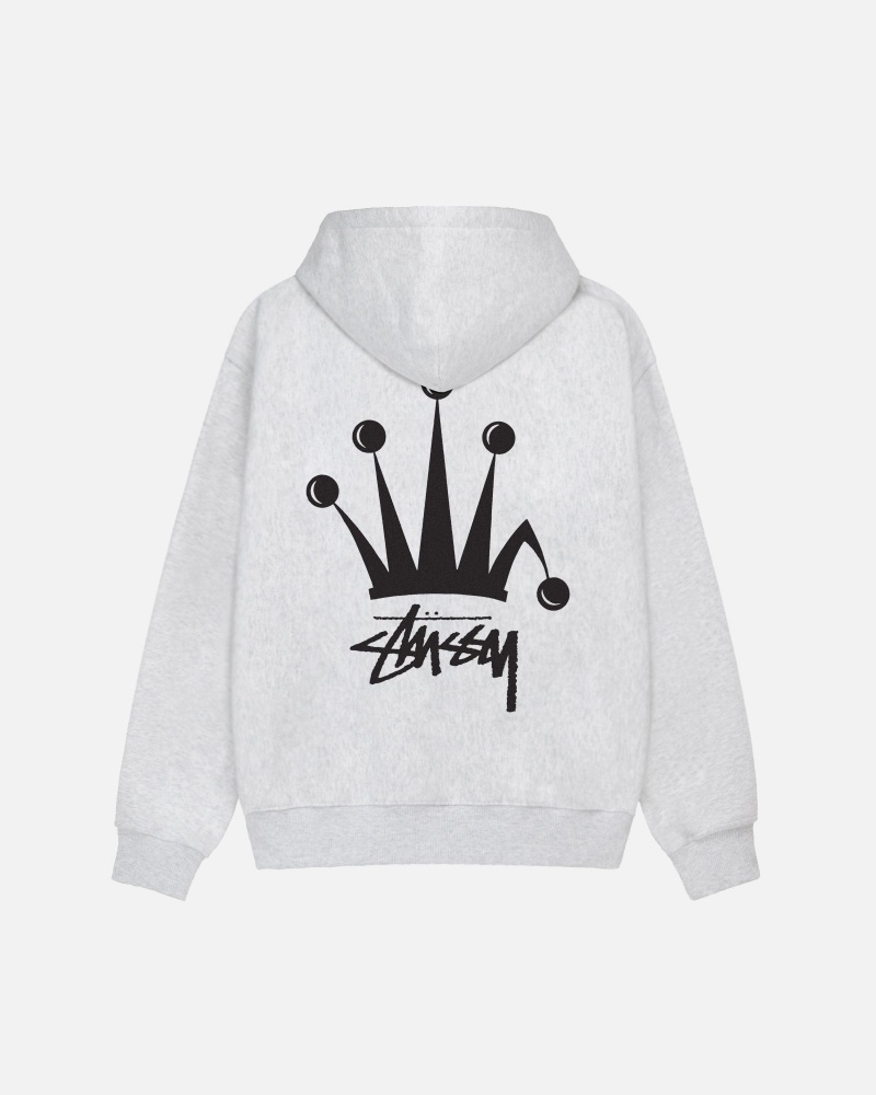 Stussy Regal Crown Zip Hoodie Grey | 95813XPID