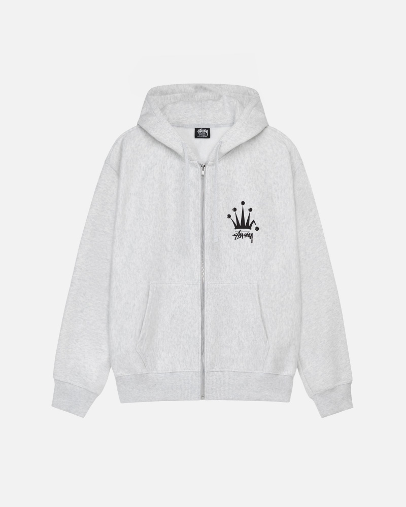 Stussy Regal Crown Zip Hoodie Grey | 95813XPID