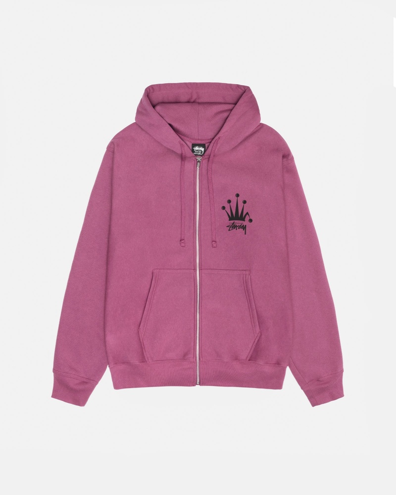 Stussy Regal Crown Zip Hoodie Pink | 05642NVDM