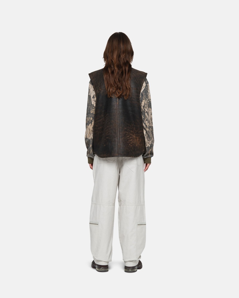 Stussy Reversible Shearling Workgear Vest Brown | 78143GZUR