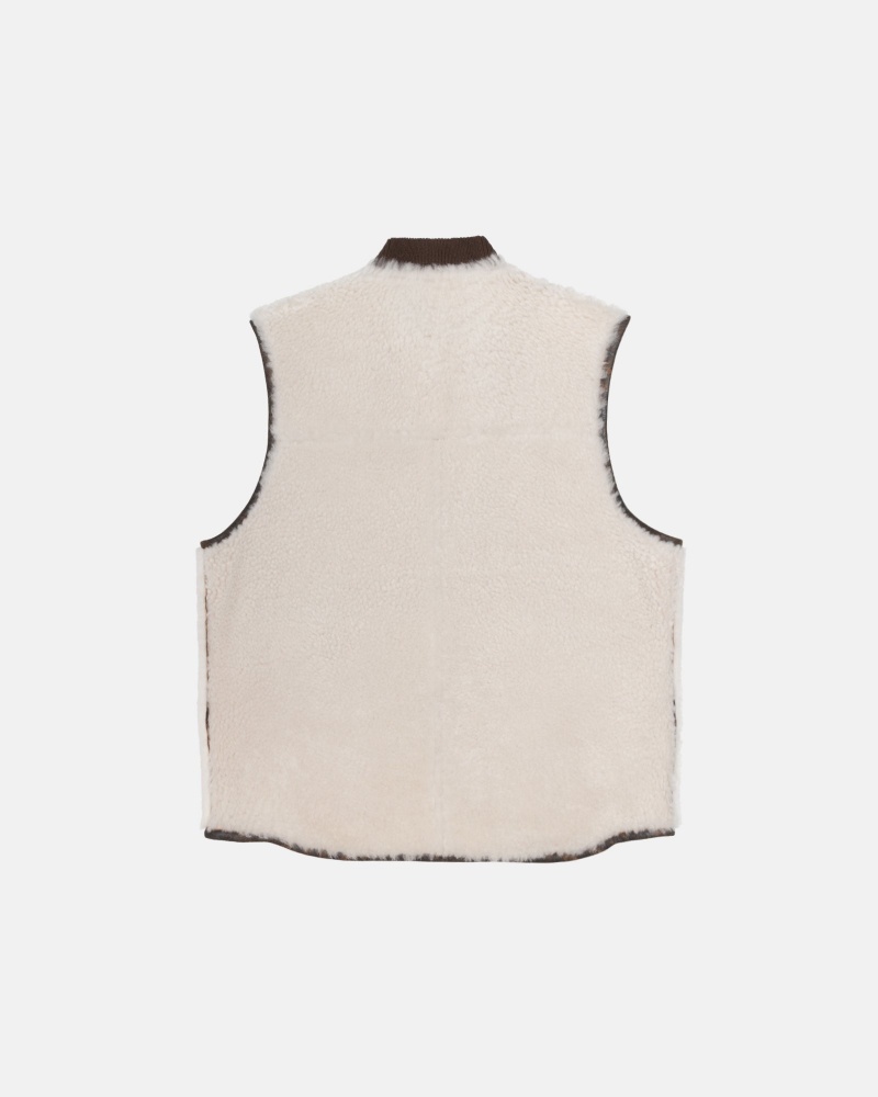 Stussy Reversible Shearling Workgear Vest Brown | 78143GZUR