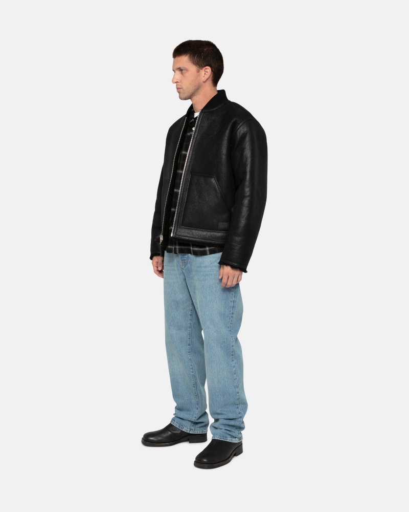 Stussy Shearling Reversible Bomber Coats Black | 45890MJBX