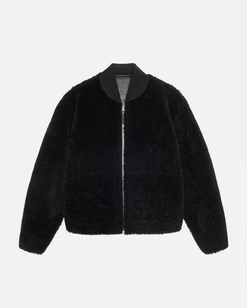 Stussy Shearling Reversible Bomber Coats Black | 45890MJBX