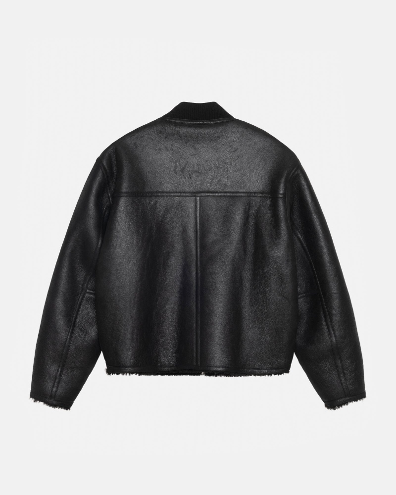 Stussy Shearling Reversible Bomber Coats Black | 45890MJBX