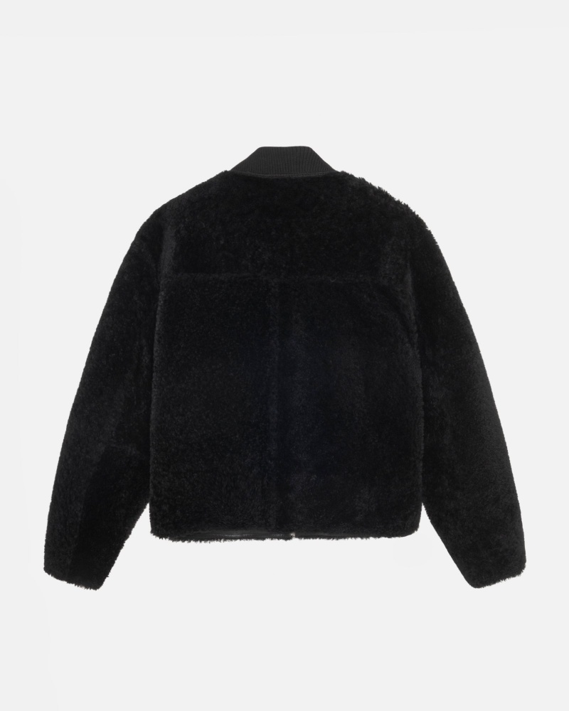 Stussy Shearling Reversible Bomber Coats Black | 45890MJBX