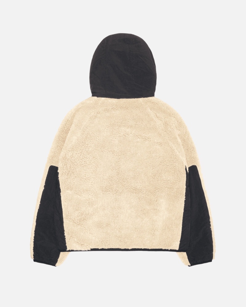 Stussy Sherpa Paneled Hooded Jackets Beige | 92346CYZB