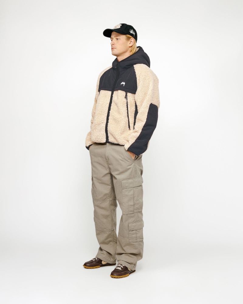 Stussy Sherpa Paneled Hooded Jackets Beige | 92346CYZB