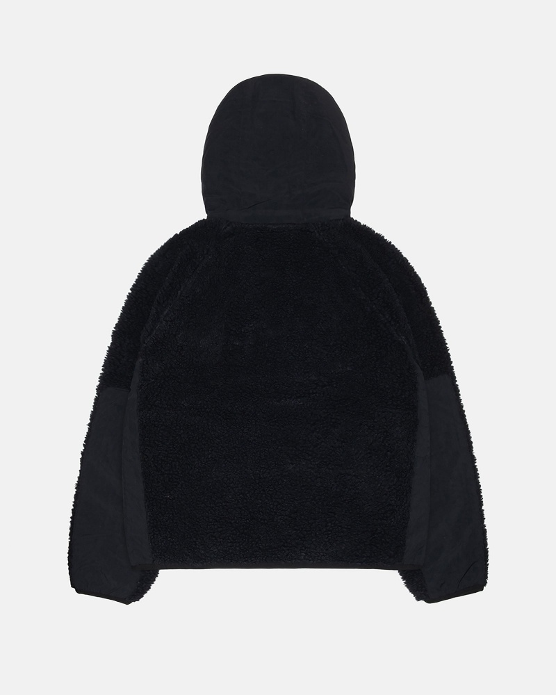 Stussy Sherpa Paneled Hooded Jackets Black | 38102XRTK