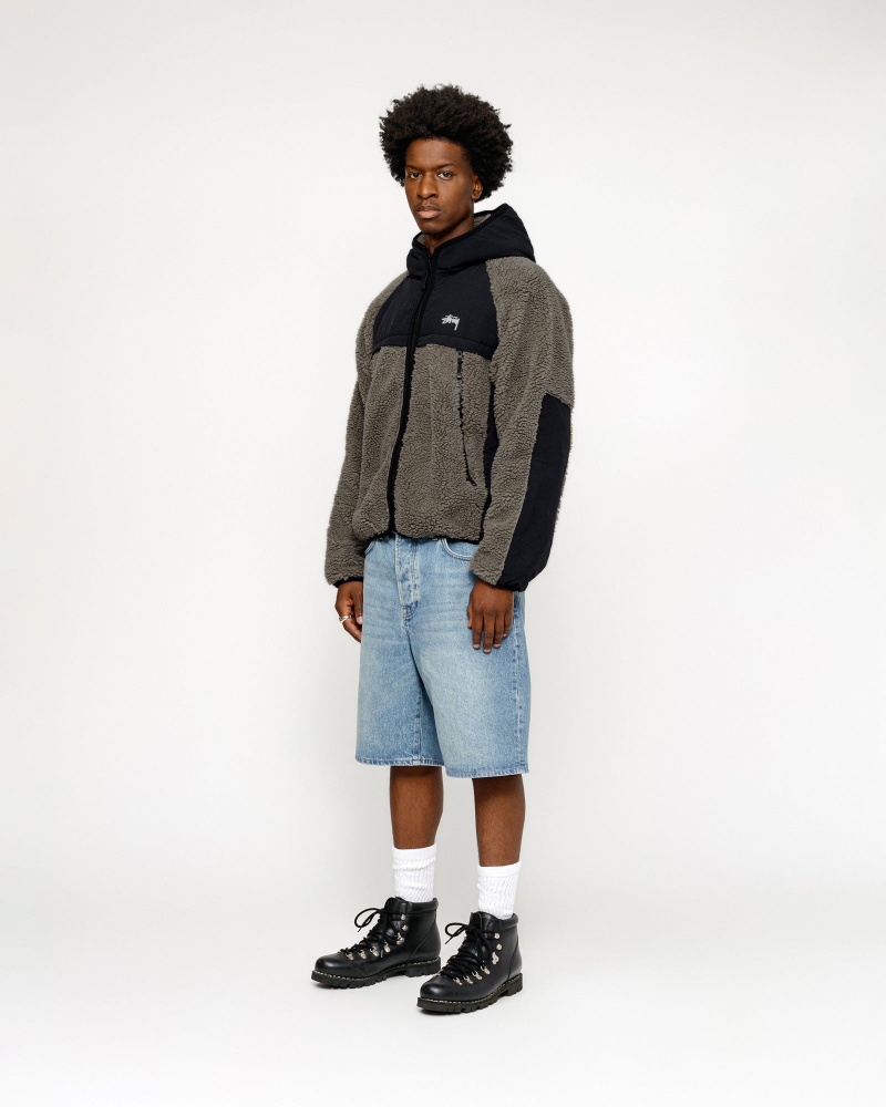 Stussy Sherpa Paneled Hooded Jackets Grey | 27846NUKP