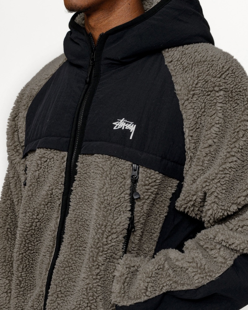 Stussy Sherpa Paneled Hooded Jackets Grey | 27846NUKP