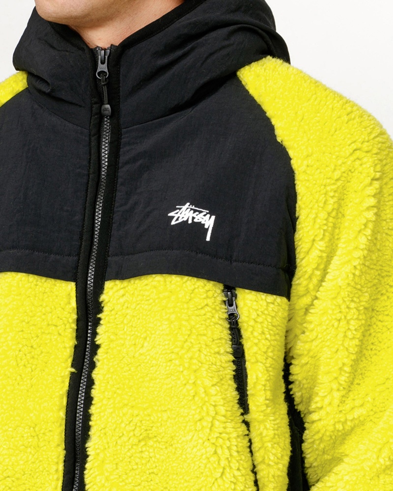 Stussy Sherpa Paneled Hooded Jackets Light Green | 39078XPCU