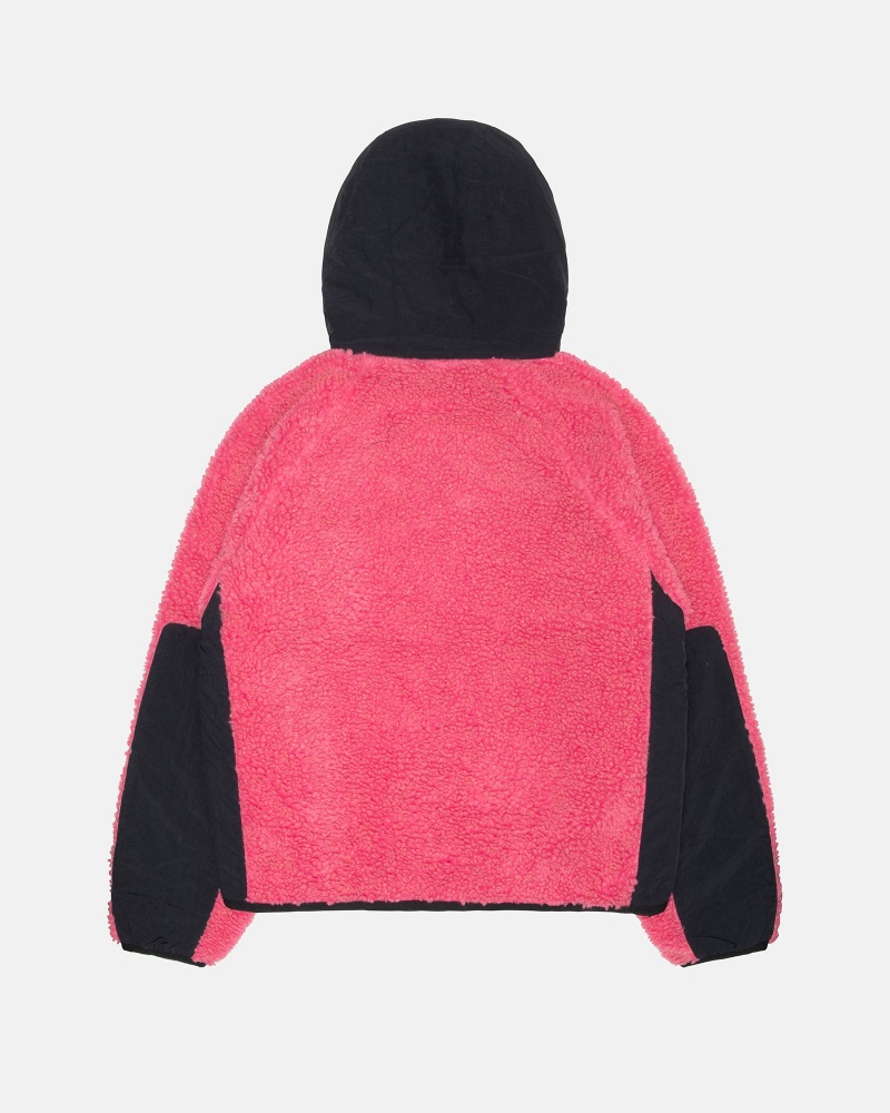 Stussy Sherpa Paneled Hooded Jackets Pink | 10329XRHK