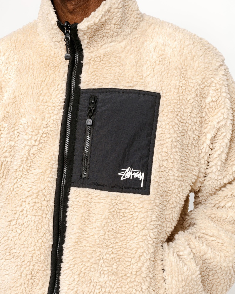 Stussy Sherpa Reversible Jackets Beige | 36780AWYR