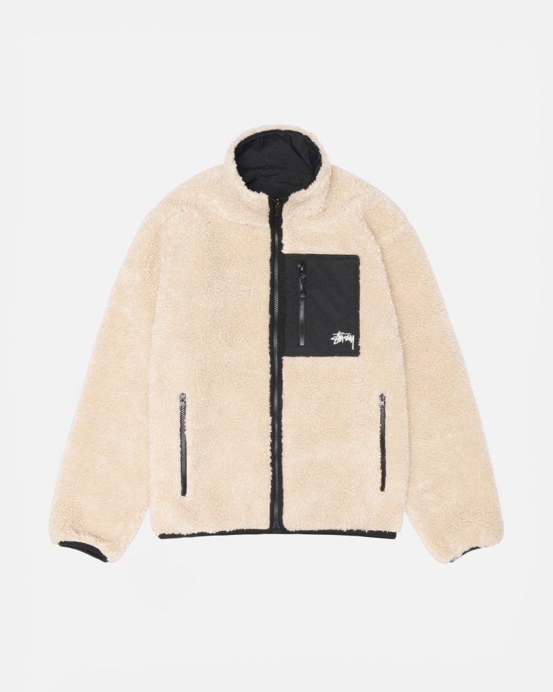 Stussy Sherpa Reversible Jackets Beige | 36780AWYR