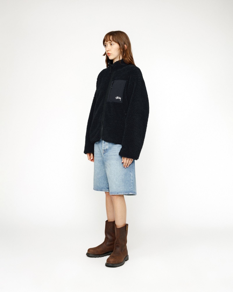 Stussy Sherpa Reversible Jackets Black | 58173FKQD