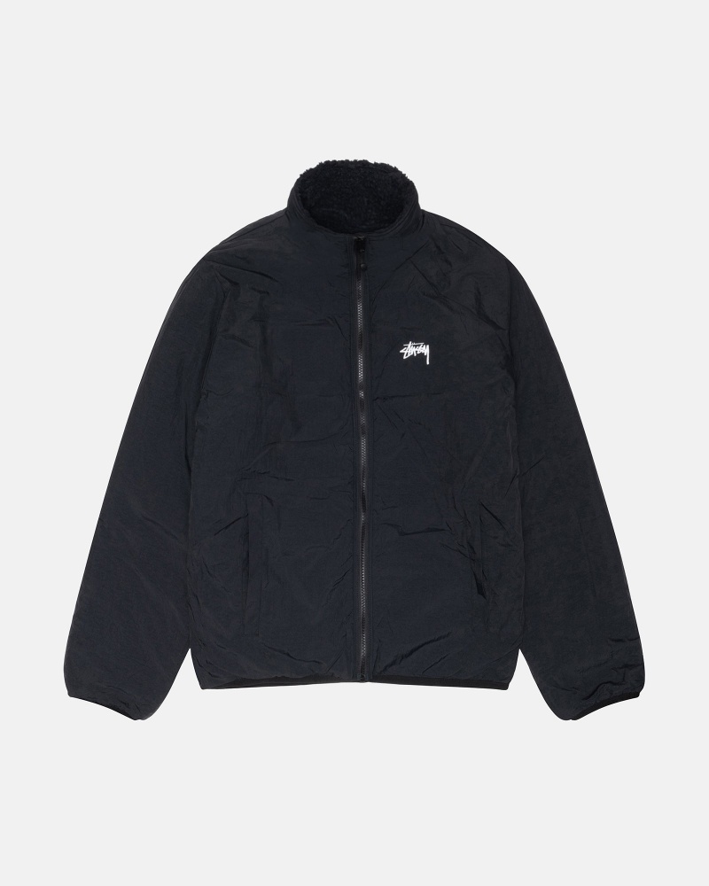 Stussy Sherpa Reversible Jackets Black | 58173FKQD