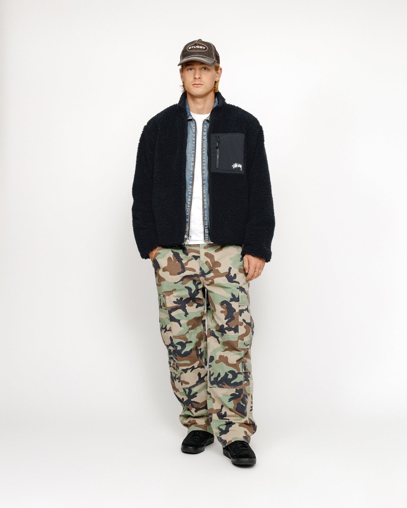 Stussy Sherpa Reversible Jackets Black | 58173FKQD