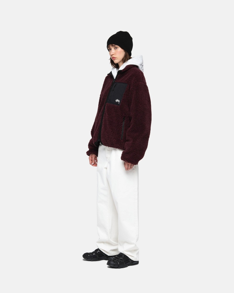 Stussy Sherpa Reversible Jackets Burgundy | 47532UECL