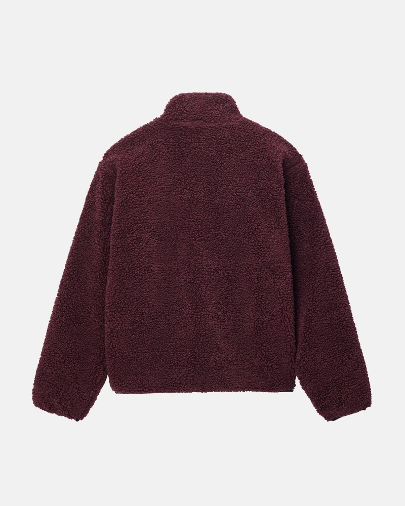 Stussy Sherpa Reversible Jackets Burgundy | 47532UECL