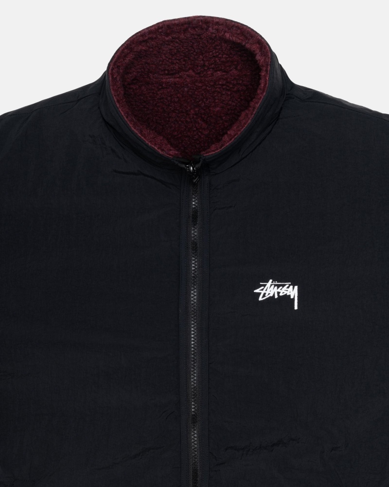 Stussy Sherpa Reversible Jackets Burgundy | 47532UECL