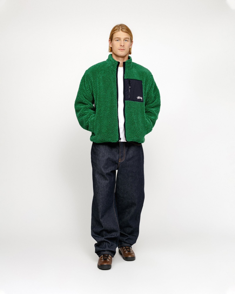 Stussy Sherpa Reversible Jackets Green | 85923CZVO